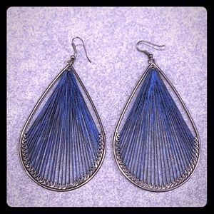 Dangling Navy String Earrings